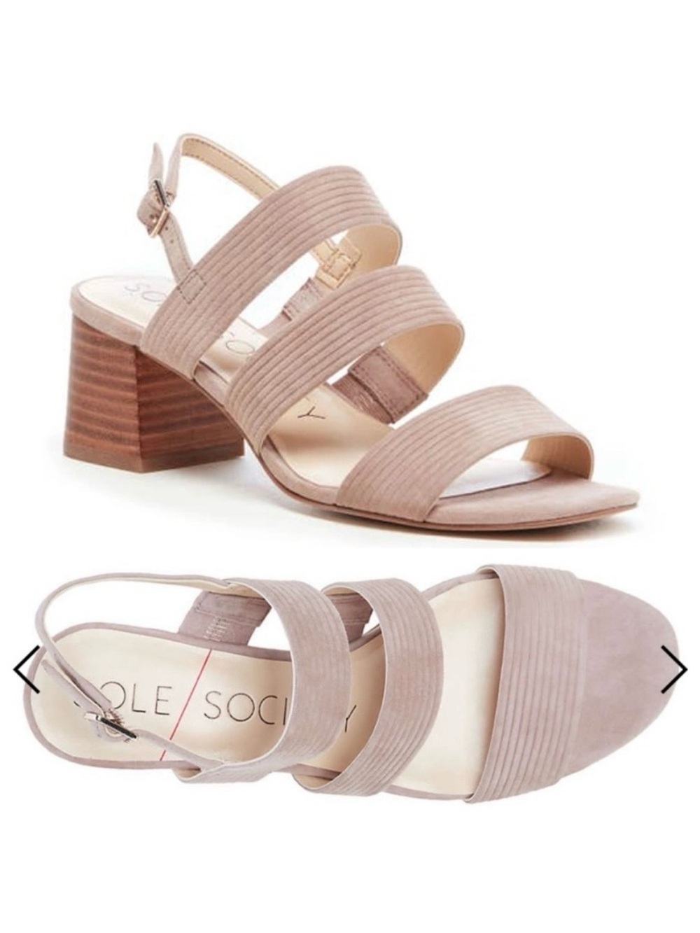 Sole Society Saintah Nude Block Heel Sandals